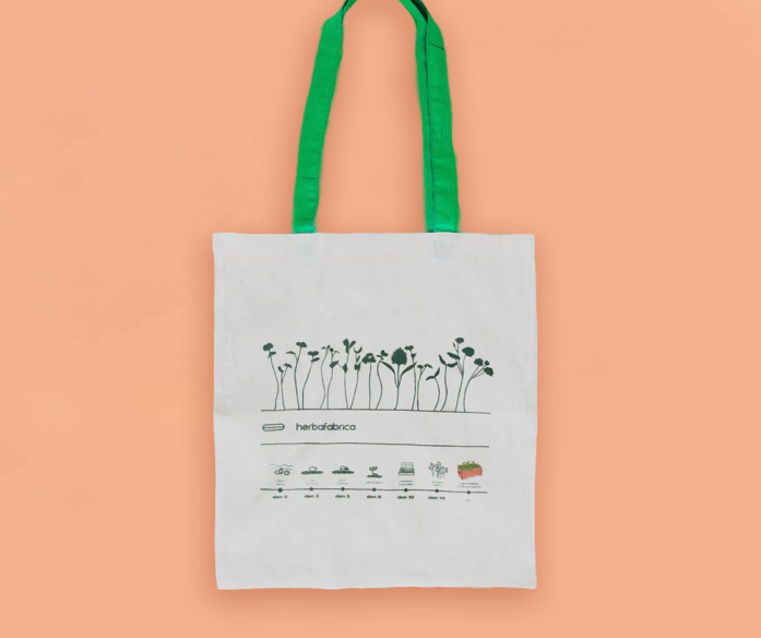Plátěná taška s potiskem – od semínka po rostlinku